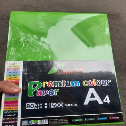 Giấy A4 DL80 xanh lá (màu đặc biệt ) Giấy A4 DL80 xanh lá (màu đặc biệt )