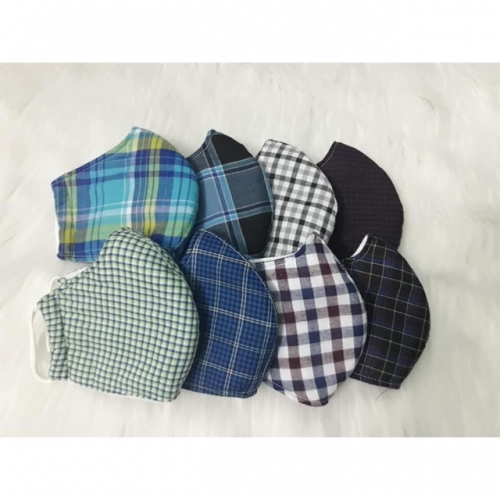 Khẩu trang vải kẻ trẻ em 3 lớp